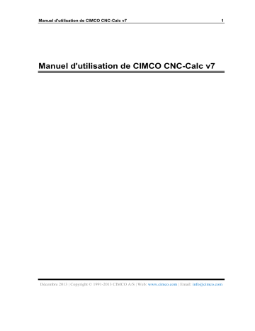 CIMCO CNC-Calc 7 Mode d'emploi | Fixfr