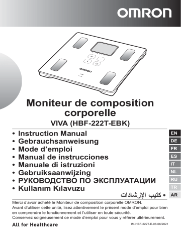 Omron Healthcare HBF-222T-EBK VIVA Digital Scale Manuel utilisateur | Fixfr