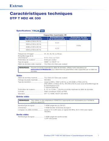 Extron DTP T HD2 4K 330 spécification | Fixfr