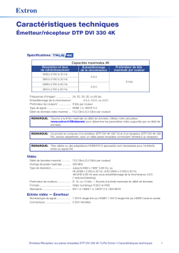 Extron DTP DVI 4K 330 Tx spécification