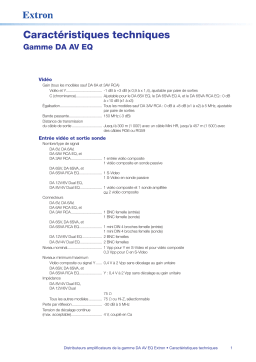 Extron DA 12V/6V Dual EQ spécification