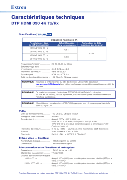 Extron DTP HDMI 4K 330 Rx spécification