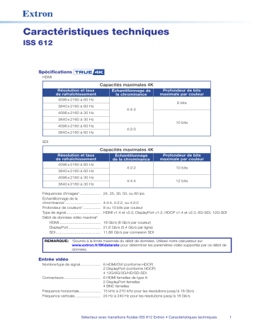 Extron ISS 612 spécification | Fixfr