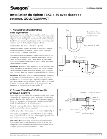 Swegon TBXZ-1-40 Siphon Mode d'emploi | Fixfr