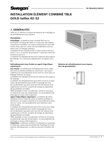 Swegon TBLK Dual coil section Mode d'emploi | Fixfr