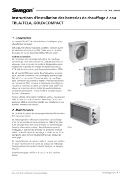 Swegon TBLA/TCLA Batterie chaude à eau Mode d'emploi