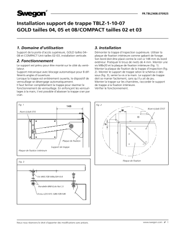 Swegon TBLZ-1-10-07 Dispositif de fixation de l’habillage Mode d'emploi | Fixfr