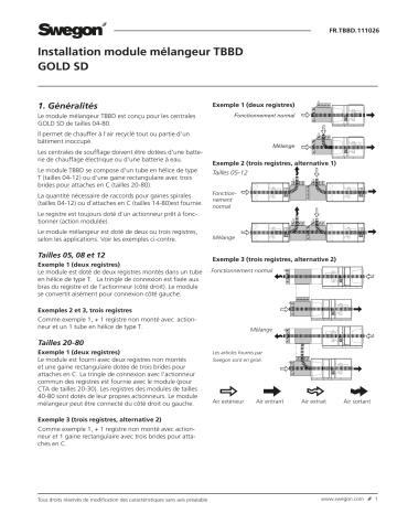 Swegon TBBD Caisson mélangeur Mode d'emploi | Fixfr