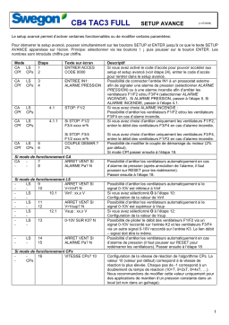 Swegon TAC3 Paramètres avancés Mode d'emploi