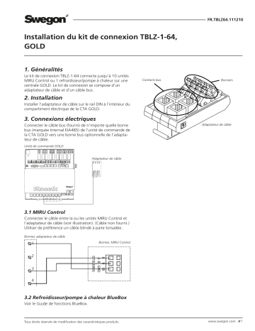 Swegon TBLZ-1-64 Connection kit Mode d'emploi | Fixfr