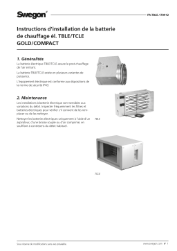 Swegon TBLE/TCLE Batterie électrique Mode d'emploi