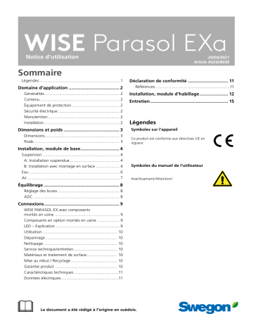 Swegon WISE Parasol EXa Mode d'emploi | Fixfr