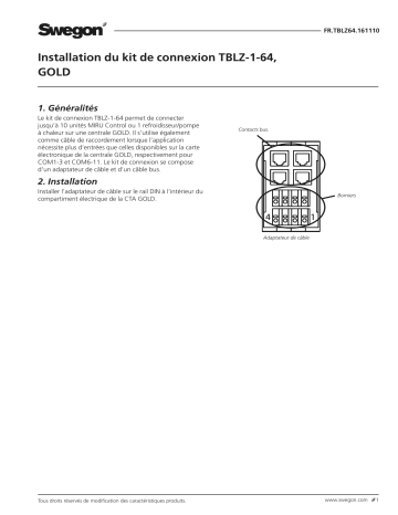 Swegon TBLZ-1-64 Connection kit Mode d'emploi | Fixfr