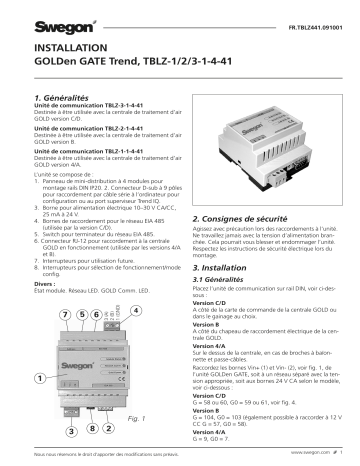 Swegon TBLZ-4-41 Module de communication Mode d'emploi | Fixfr