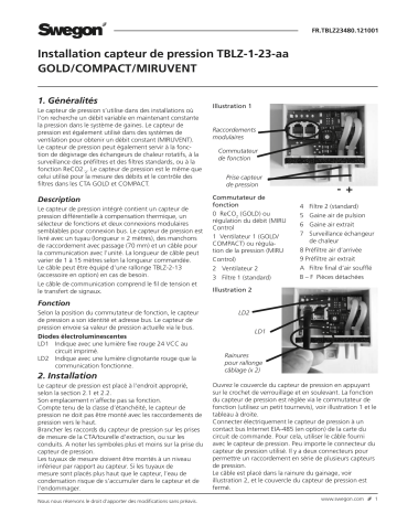 Swegon TBLZ-1-23-aa Capteur de pression Mode d'emploi | Fixfr