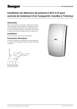 Swegon CACZ-2-01 Occupant detection sensor Guide d'installation