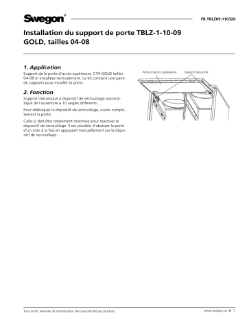 Swegon TBLZ-1-10-09 Cover holding device Mode d'emploi | Fixfr