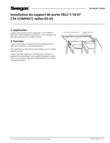 Swegon TBLZ-1-10-07 Support de porte Mode d'emploi | Fixfr