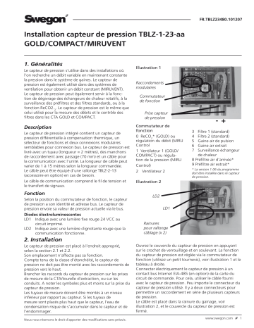 Swegon TBLZ-1-23-aa Capteur de pression Mode d'emploi | Fixfr