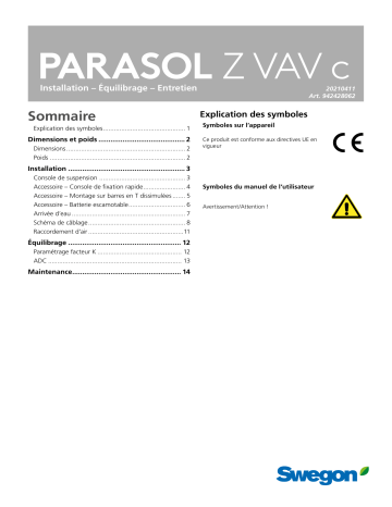 Swegon PARASOL Zenith VAV c Mode d'emploi | Fixfr