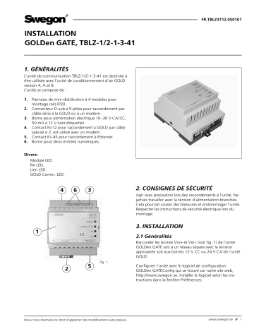 Swegon TBLZ-1/2-1-3-41 Mode d'emploi | Fixfr