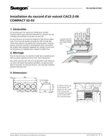 Swegon CACZ-2-06 Raccord pour air extrait Mode d'emploi | Fixfr