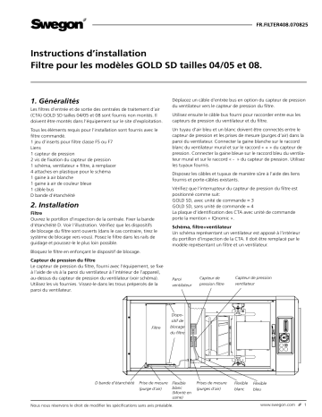 Swegon GOLD SD Filter Mode d'emploi | Fixfr