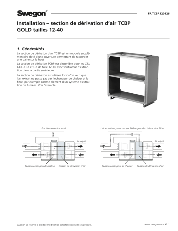 Swegon TCBP Bypass section Mode d'emploi | Fixfr