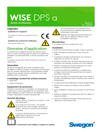 Swegon WISE DPS a Mode d'emploi | Fixfr