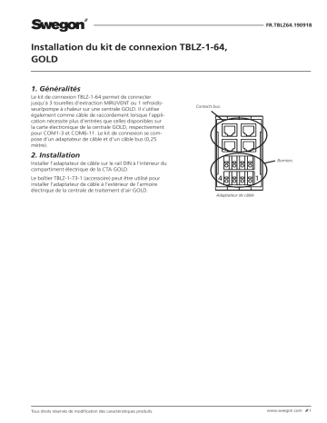 Swegon TBLZ-1-64 Kit de connexion Mode d'emploi | Fixfr