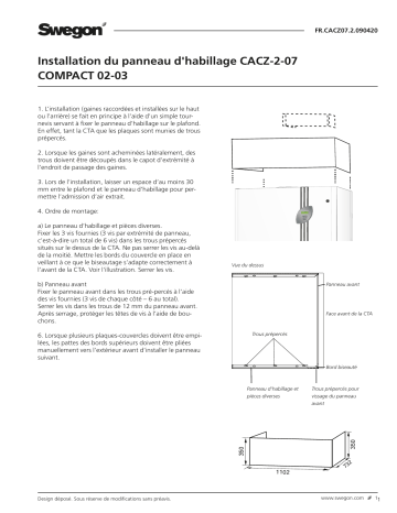 Swegon CACZ-1-07 Panneau d’habillage Mode d'emploi | Fixfr