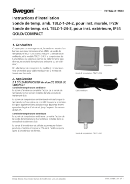 Swegon TBLZ-1-24-2/TBLZ-1-24-3 Capteur temp. ambiante/extérieure Mode d'emploi