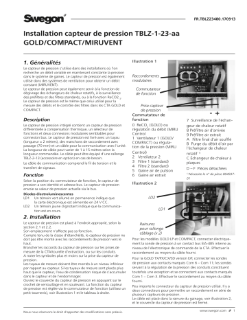 Swegon TBLZ-1-23-aa Capteur de pression Mode d'emploi | Fixfr