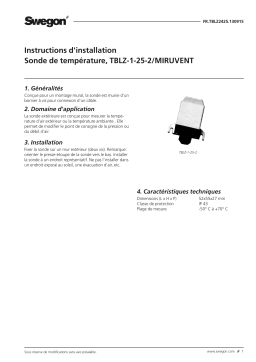 Swegon TBLZ-1-25 Capteur temp Mode d'emploi