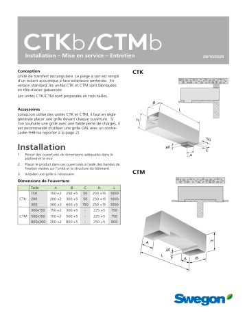 Swegon CTMb, CTKb Mode d'emploi | Fixfr