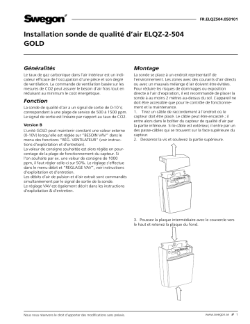 Swegon ELQZ-2-504 Air quality sensor Mode d'emploi | Fixfr