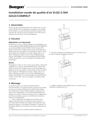 Swegon ELQZ-2-504 Sonde de qualité d’air Mode d'emploi | Fixfr