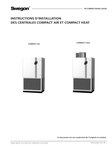 Swegon COMPACT Air & Heat Mode d'emploi | Fixfr