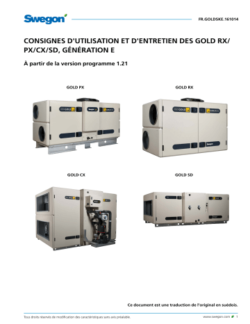 Swegon GOLD RX/PX/CX/SD Mode d'emploi | Fixfr