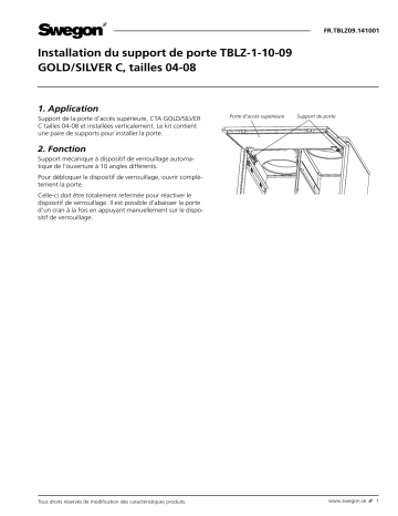 Swegon TBLZ-1-10-09 Support de porte Mode d'emploi | Fixfr