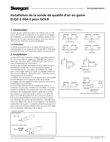 Swegon ELQZ-2-504 Air quality sensor Mode d'emploi | Fixfr