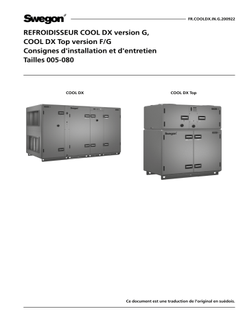 Swegon COOL DX/COOL DX Top Refroidisseur COOL DX version G Mode d'emploi | Fixfr