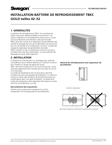 Swegon TBKC Air cooler Mode d'emploi | Fixfr