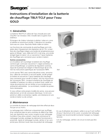 Swegon TBLF/TCLF Air heater Mode d'emploi | Fixfr