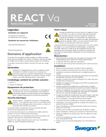 Swegon REACT Va Mode d'emploi | Fixfr