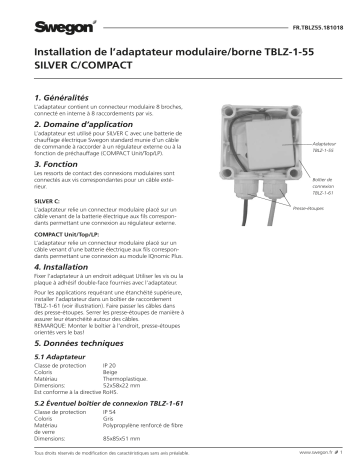 Swegon TBLZ-1-55 Adaptateur Mode d'emploi | Fixfr