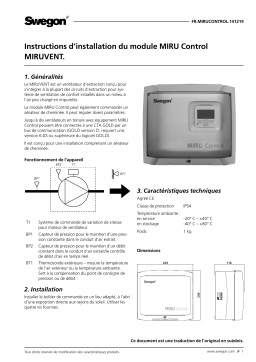 Swegon MIRU Control Electrical equipment Mode d'emploi