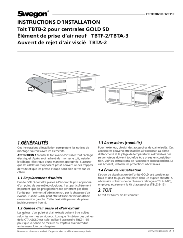 Swegon TBTB-2 Mode d'emploi | Fixfr