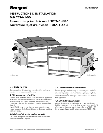 Swegon TBTA Mode d'emploi | Fixfr