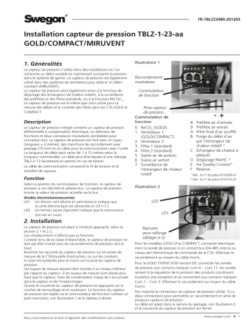 Swegon TBLZ-1-23-aa Capteur de pression Mode d'emploi | Fixfr